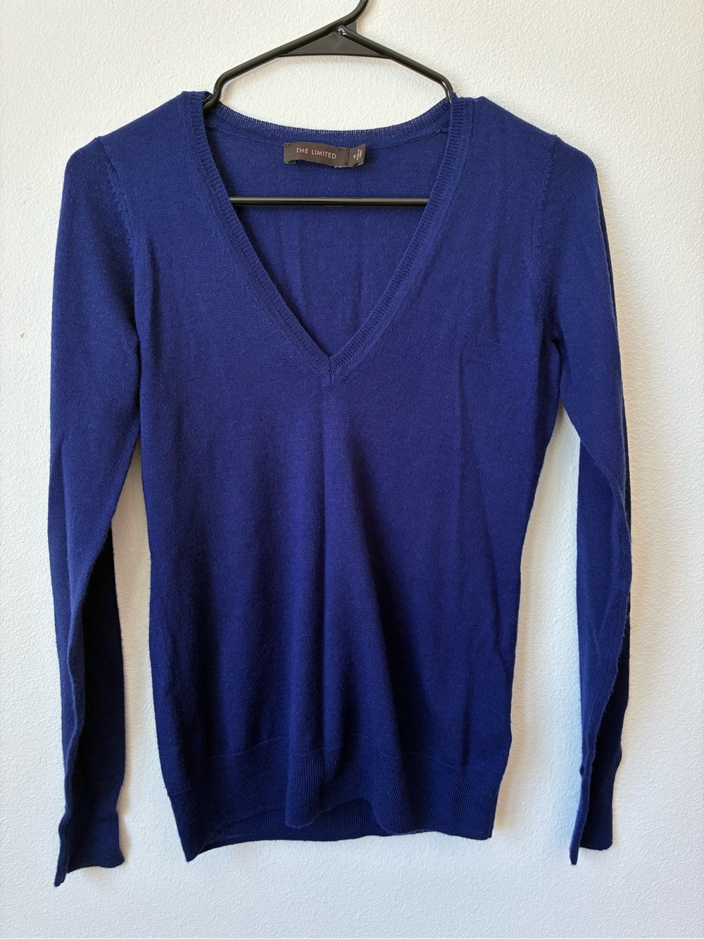 The Limited 100% Merino Wool V Neck Sweater Cobalt Blue Women’s S